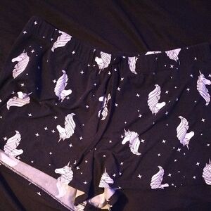 Unicorn Print Black  Shorts